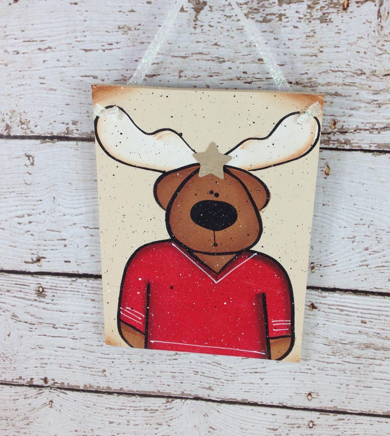 Hockey Jersey Moose Personalized Christmas Ornament